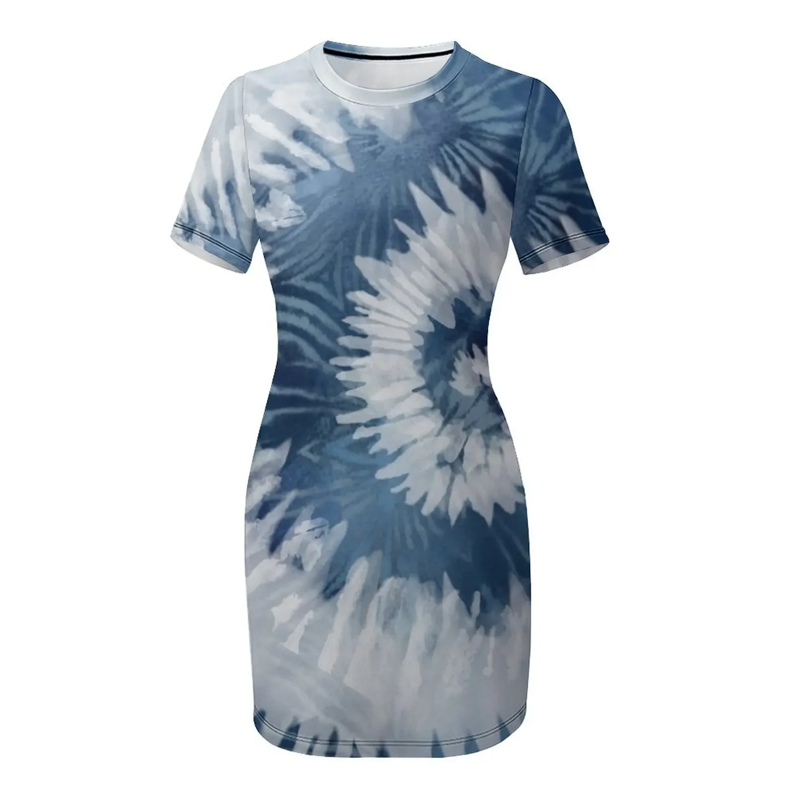 인디고 타이다이 추상 시보리 바틱 반팔 드레스 우아한  - Shibori Tie Dye 리뷰 및 가격