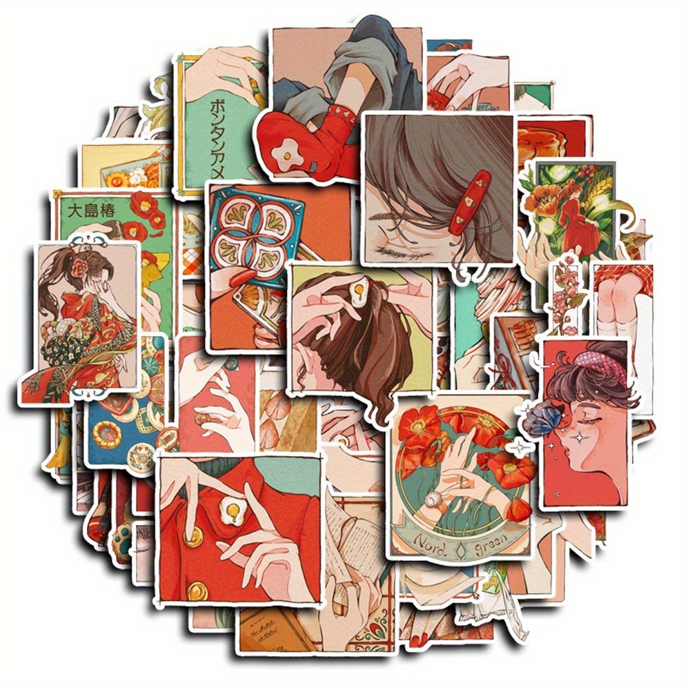 50Pcs 일본 전통 빈티지 스타일 스티커 헤이세이 시 - Japanese Lifestyle Store 리뷰 및 가격